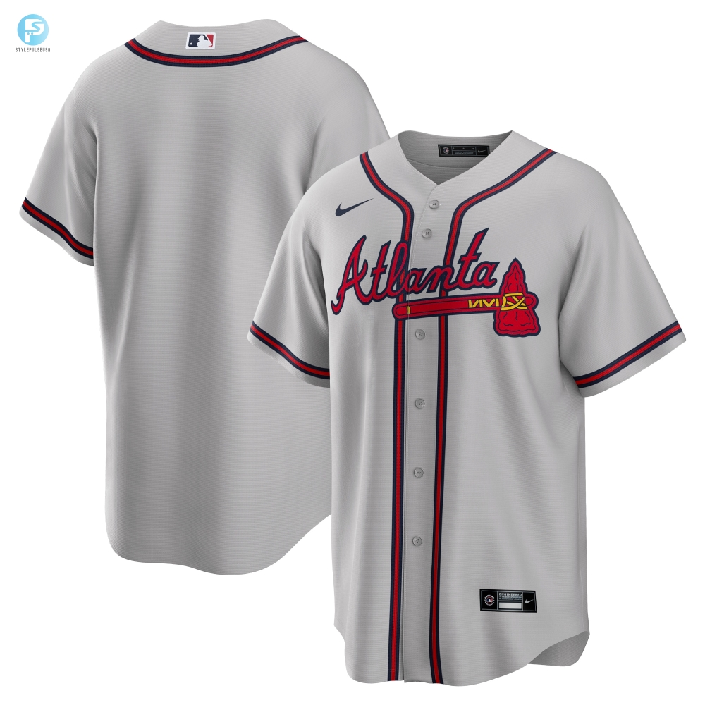 Score With Style Hilarious Atlanta Braves Gray Road Jersey