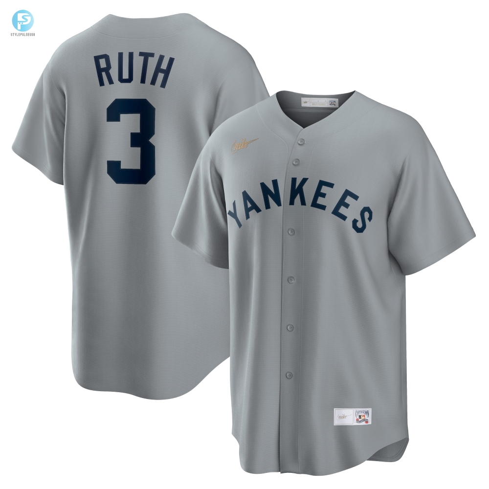 Get Ruthless Babe Ruth Yankees Gray Jersey  Homerun Style