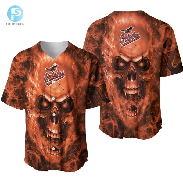 Rock N Roll With Orioles Hilarious Skull Baseball Jersey stylepulseusa 1 1