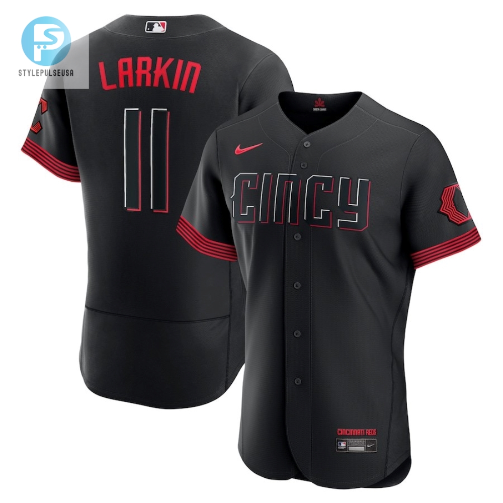 Barry Larkin 11 Elite Jersey  Stealth Mode Reds In Black