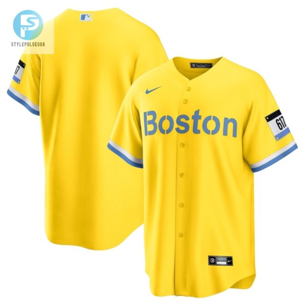 Hit A Homer In Gold Boldly Blue Red Sox Mens Jersey stylepulseusa 1