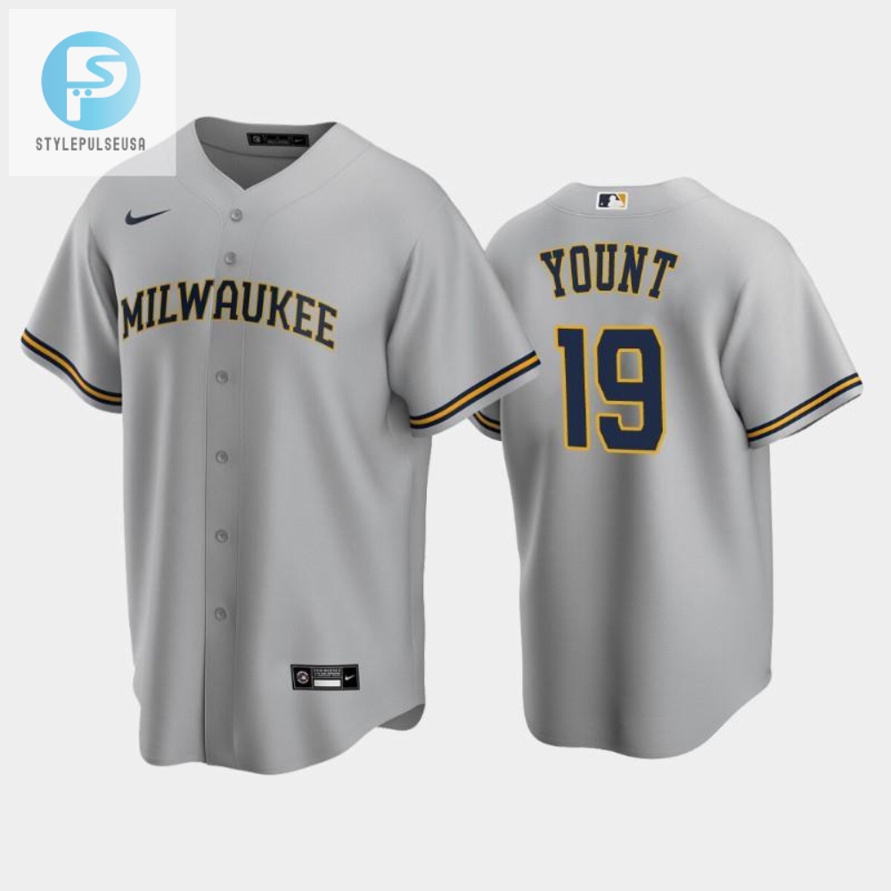 Score Laughs  Style Brewers 19 Yount Gray Jersey