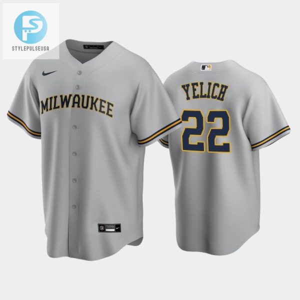 Get Yelichd Brewers 22 Road Gray Jersey Awesomeness stylepulseusa 1 1