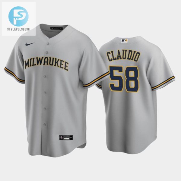 Get Brewing Brewers Alex Claudio Gray Jersey 58 stylepulseusa 1