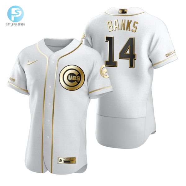 Gift 4 Cubs Fans Ernie Banks 14 Golden Edition Jersey stylepulseusa 1