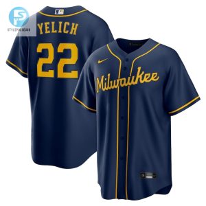 Hit A Homer With Yelich 22 Brewers Navy Jersey Get Yours stylepulseusa 1 1