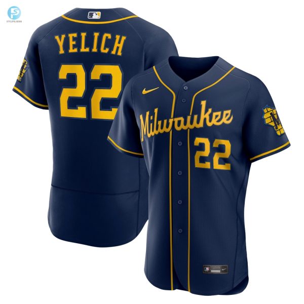 Get Yelichd Up Brewers 50Th Season Jersey Navy Nice stylepulseusa 1 1