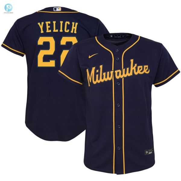 Hit A Homer In Style Yelichs Navy Brewers Jersey Lol stylepulseusa 1