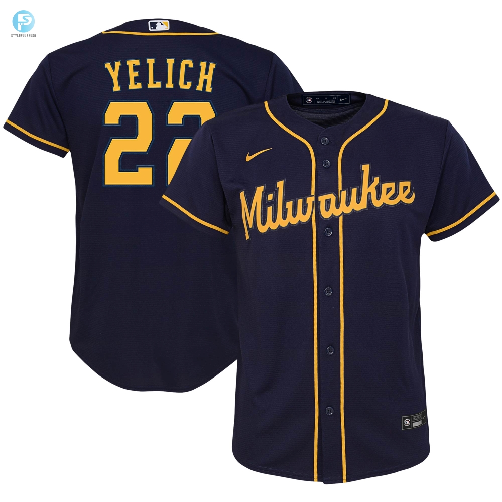 Hit A Homer In Style Yelichs Navy Brewers Jersey  Lol