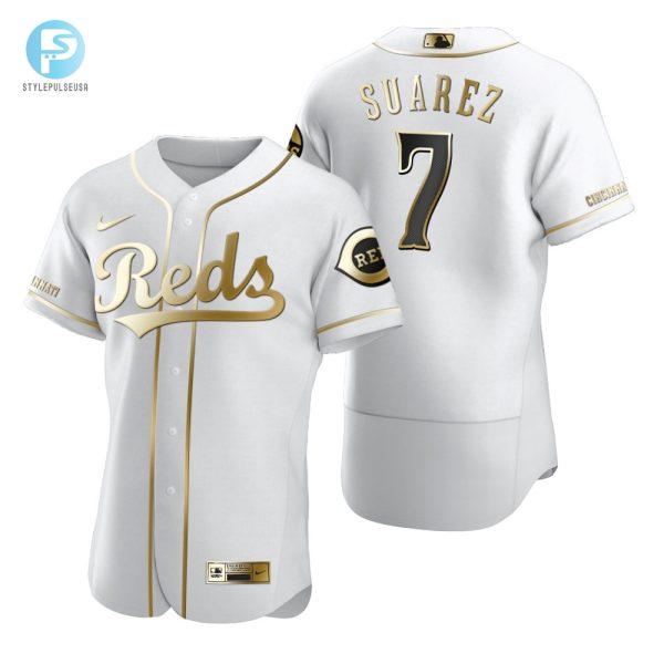 Hit A Homer With Reds 7 Suarez Golden White Jersey Gift stylepulseusa 1