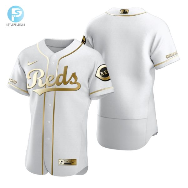 Cincinnati Reds Mlb Golden Brandedition White Jersey Gift For Reds Fans stylepulseusa 1