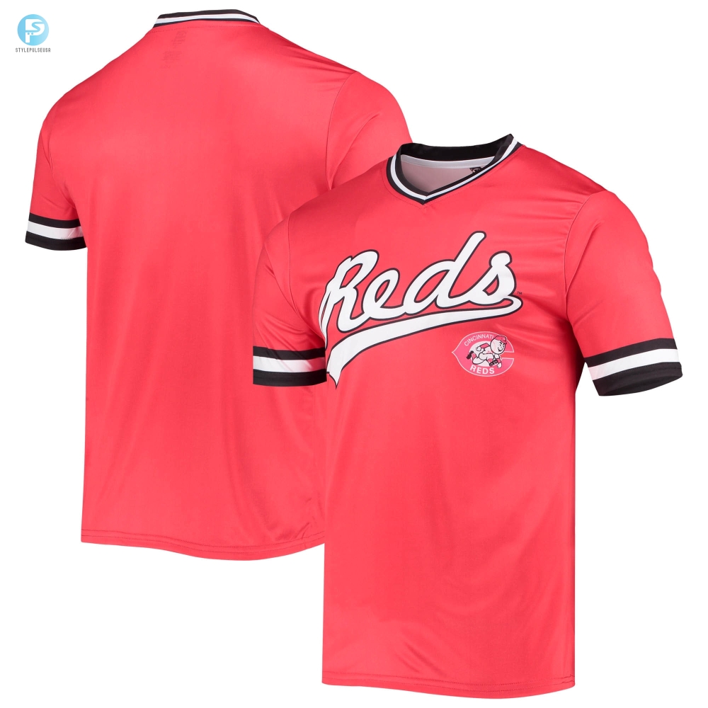 Cincinnati Reds Stitches Cooperstown Collection Vneck Team Color Jersey  Redblack Mlb 