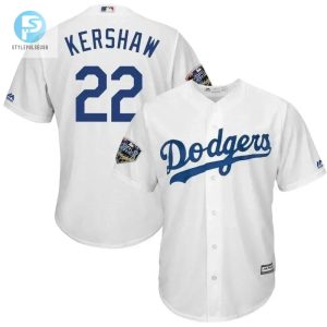 Clayton Kershaw Los Angeles Dodgers 2018 World Series Cool Base Player Jersey White stylepulseusa 1 1