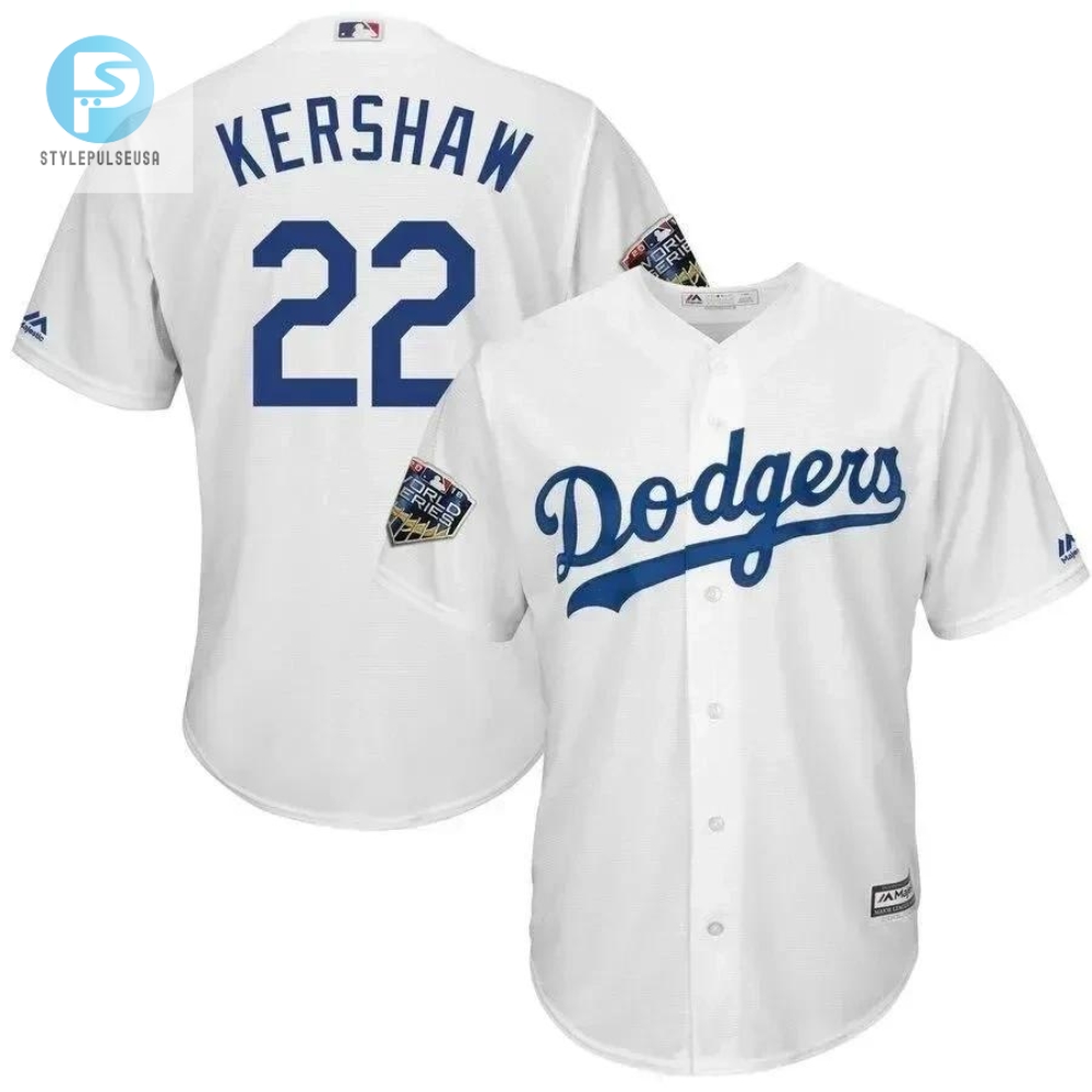 Clayton Kershaw Los Angeles Dodgers 2018 World Series Cool Base Player Jersey  White 