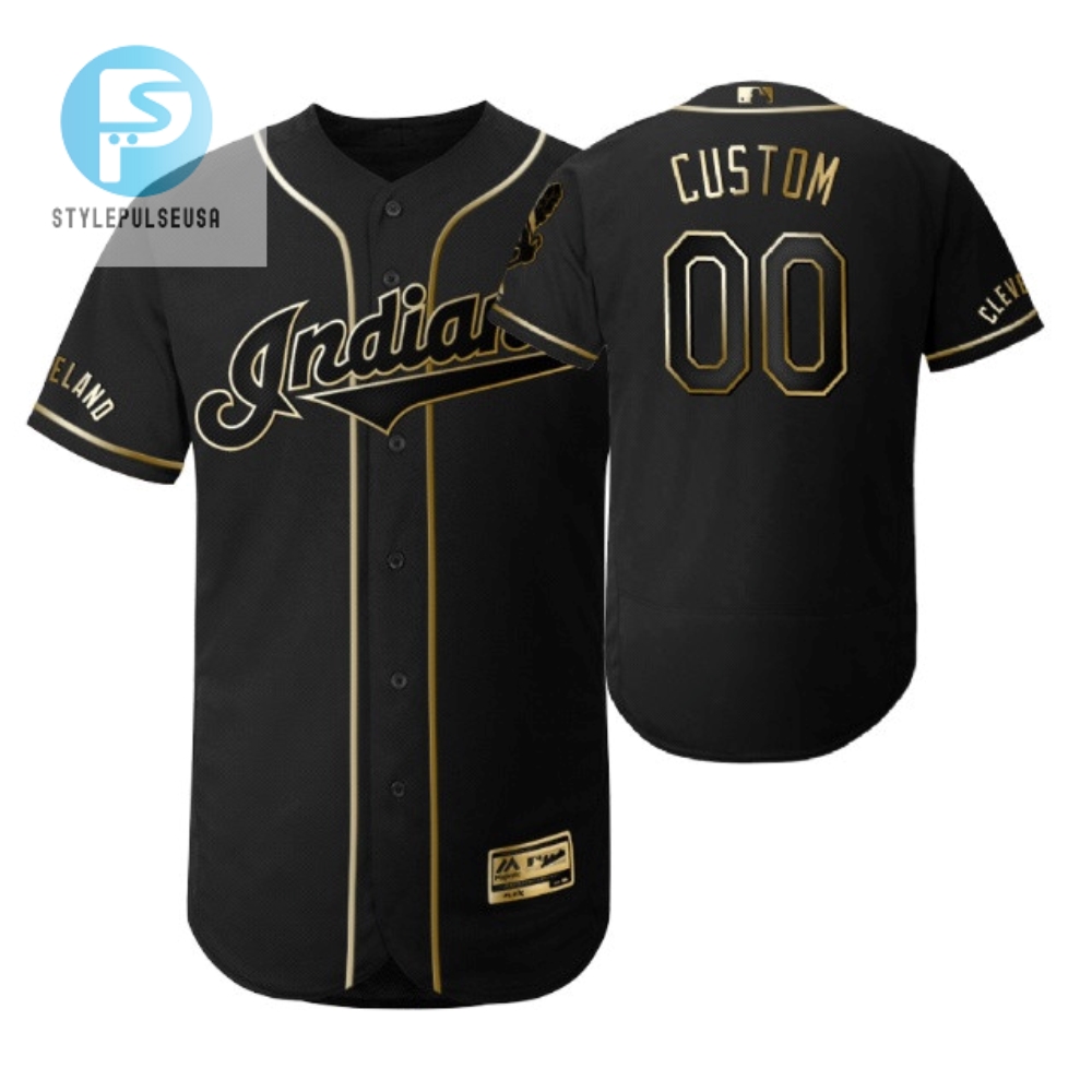 Cleveland Baseball 00 Any Name Mlb 2019 Golden Brandedition Black Jersey Gift For Cleveland Baseball Fans 