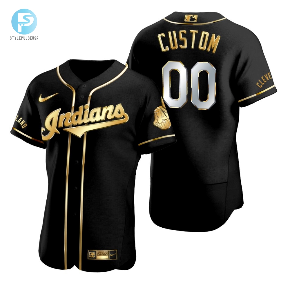 Cleveland Baseball 00 Any Name Mlb Golden Brandedition Black Jersey Gift For Cleveland Baseball Fans 