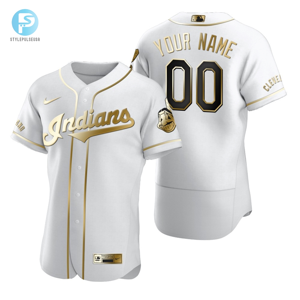 Cleveland Baseball 00 Any Name Mlb Golden Brandedition White Jersey Gift For Cleveland Baseball Fans 