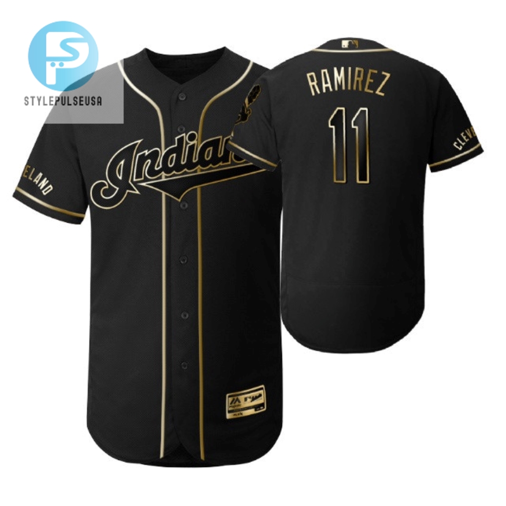 Cleveland Baseball 11 Jose Ramirez Mlb 2019 Golden Brandedition Black Jersey Gift For Cleveland Baseball Fans 