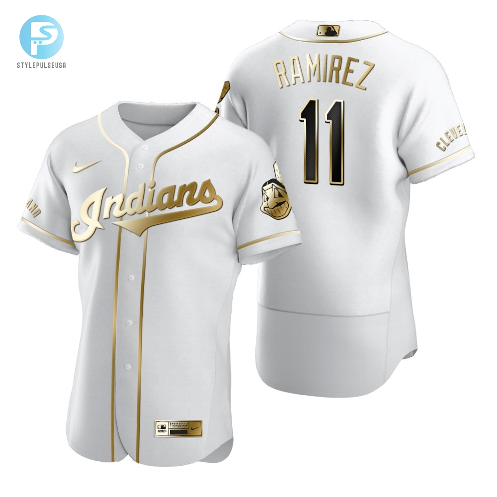 Cleveland Baseball 11 Jose Ramirez Mlb Golden Brandedition White Jersey Gift For Cleveland Baseball Fans 