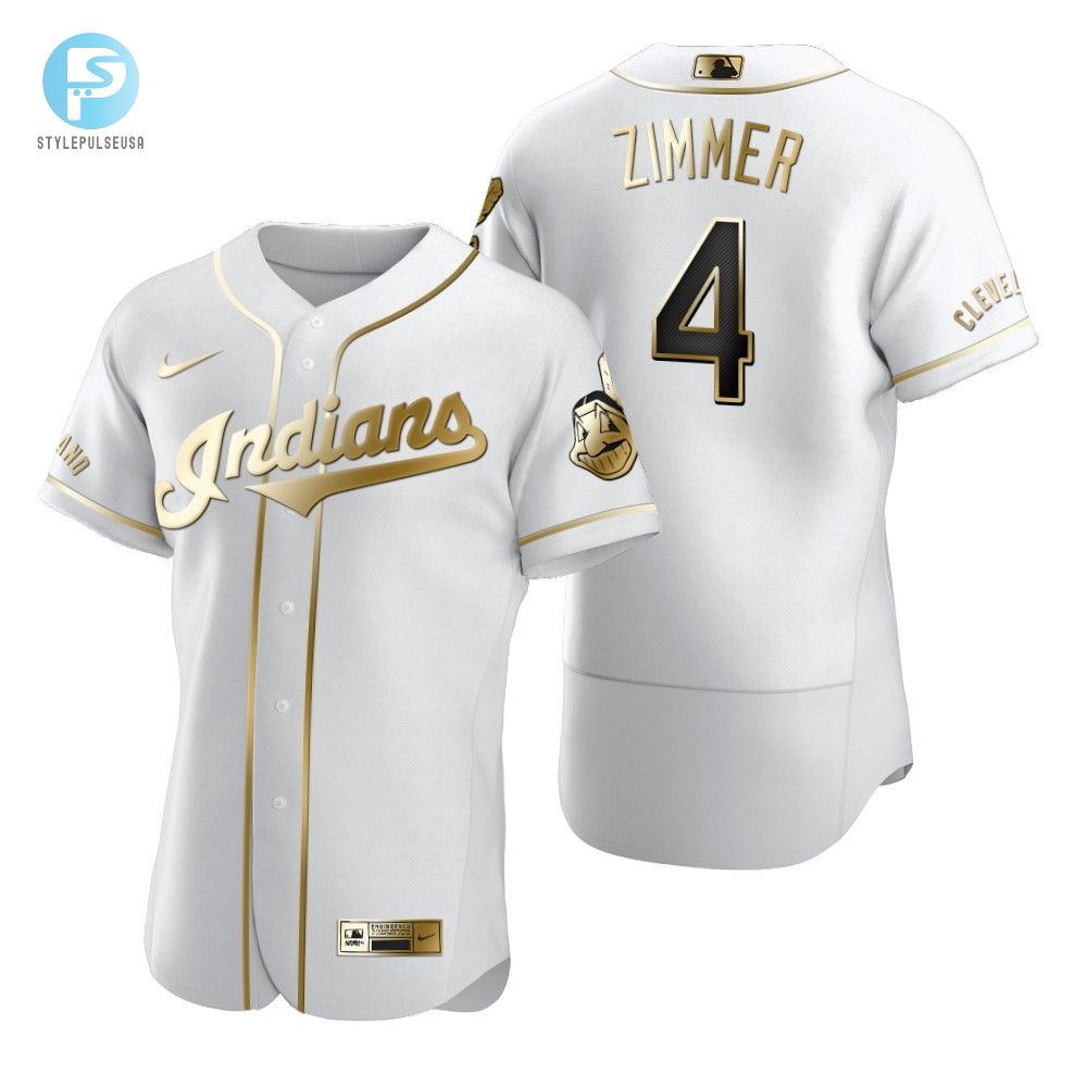 Cleveland Baseball 4 Bradley Zimmer Mlb Golden Brandedition White Jersey Gift For Cleveland Baseball Fans 