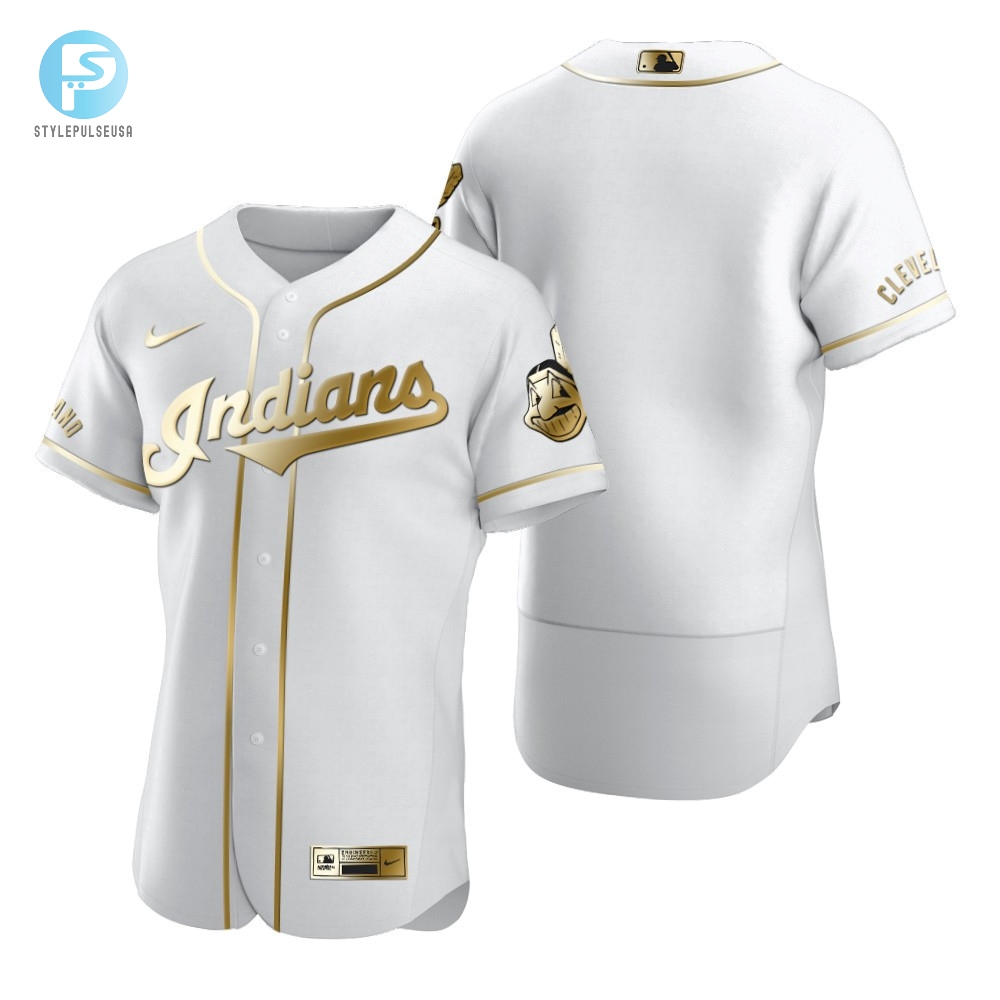 Cleveland Baseball Mlb Golden Brandedition White Jersey Gift For Cleveland Baseball Fans 