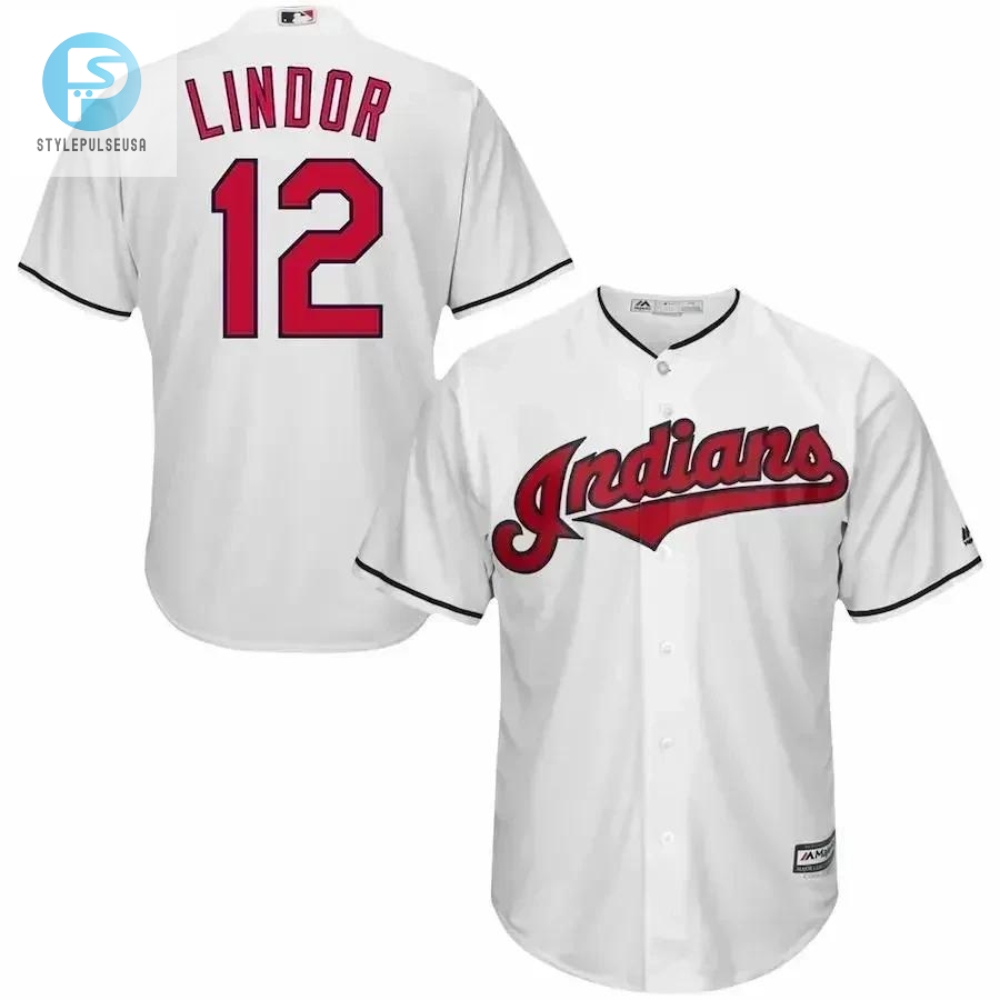 Cleveland Indians Official Cool Base Francisco Lindor Player Jersey  White 