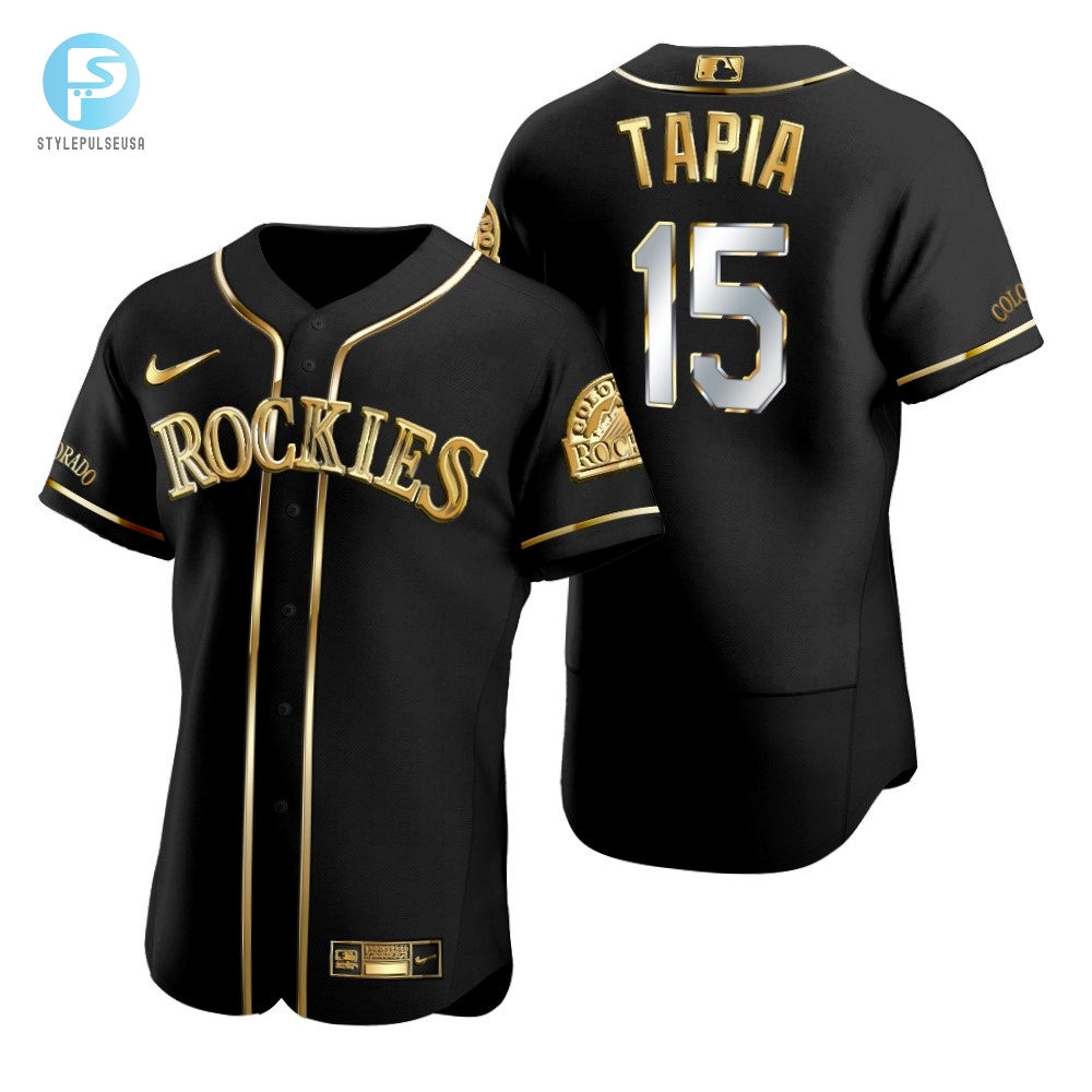 Colorado Rockies 15 Raimel Tapia Mlb Golden Brandedition Black Jersey Gift For Rockies Fans 