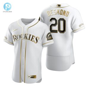 Colorado Rockies 20 Ian Desmond Mlb Golden Brandedition White Jersey Gift For Rockies Fans stylepulseusa 1 1