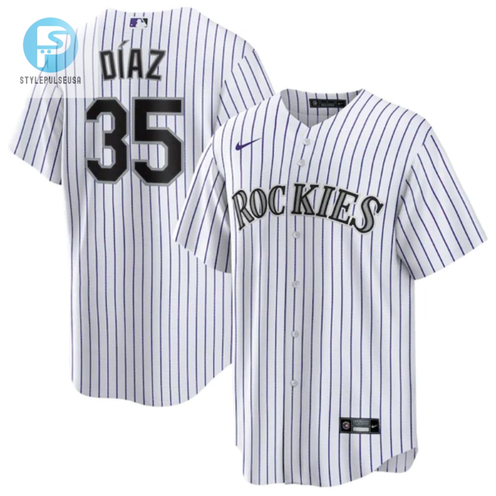 Colorado Rockies 35 Elias Daz White Cool Base Stitched Baseball Jersey 