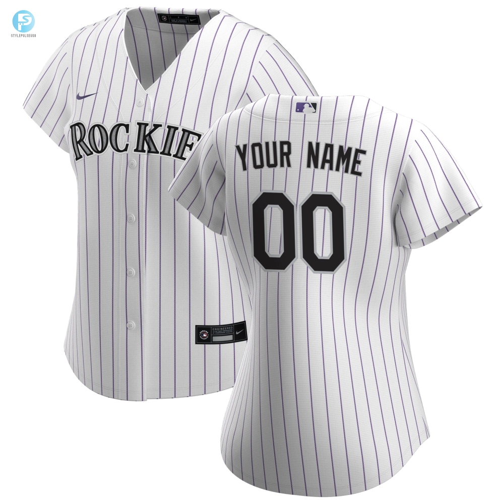 Colorado Rockies Womens Home Replica Custom Jersey  White Custom Jerseys Mlb 