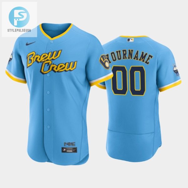 Custom 00 202223 City Connect Milwaukee Brewers Jersey Powder Blue stylepulseusa 1