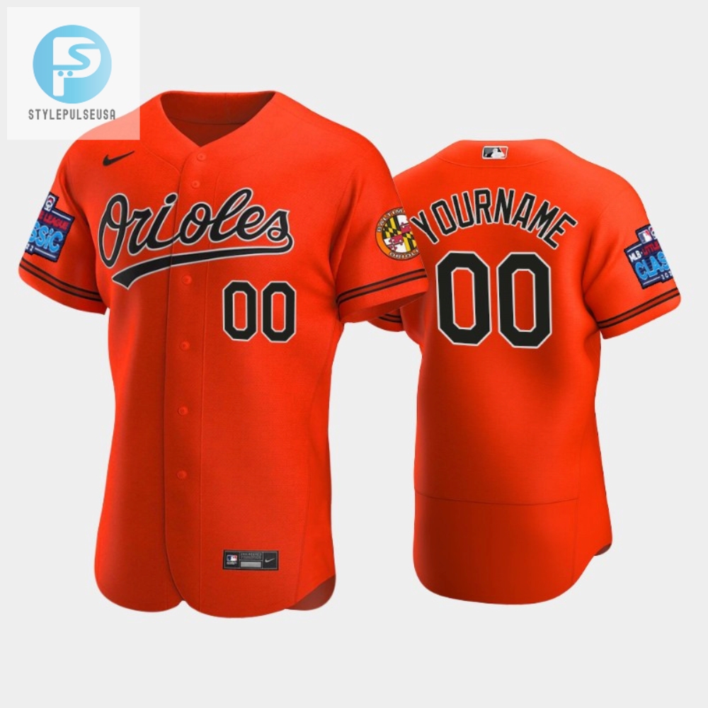 Custom 00 Little League Classic 202223 Baltimore Orioles Orange Alternate Jersey 