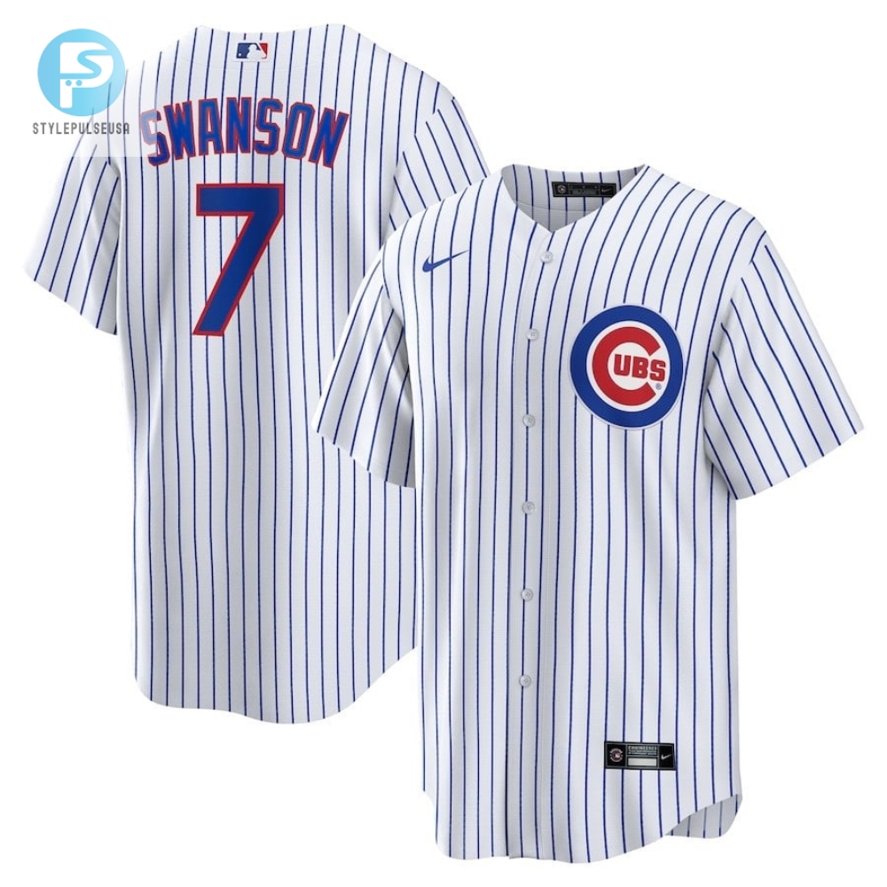 Dansby Swanson 7 Chicago Cubs Home Player Men Jersey  Whiteroyal 