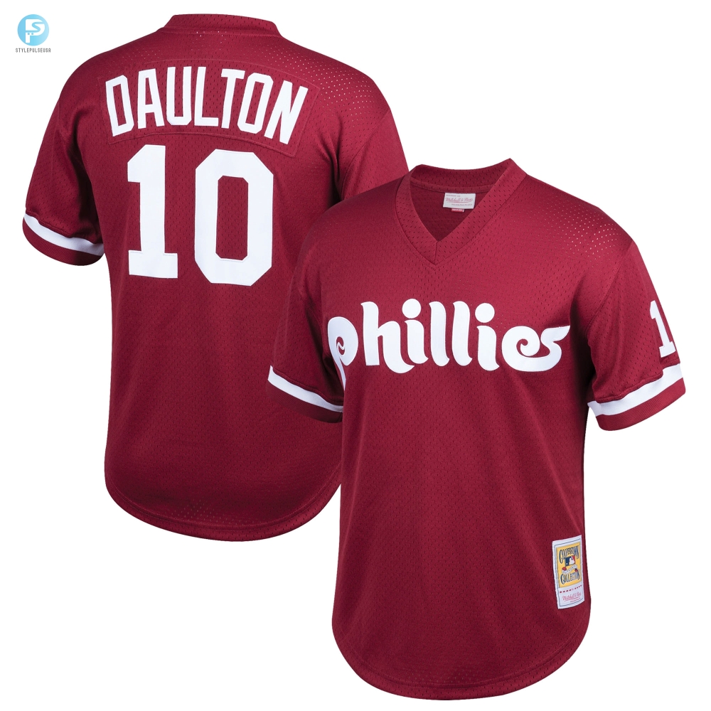 Darren Daulton Philadelphia Phillies Mitchell  Ness Cooperstown Collection Mesh Batting Practice Jersey  Burgundy Mlb 