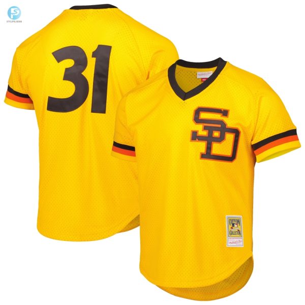 Dave Winfield San Diego Padres Mitchell Ness Cooperstown Collection Mesh Batting Practice Jersey Gold Mlb stylepulseusa 1