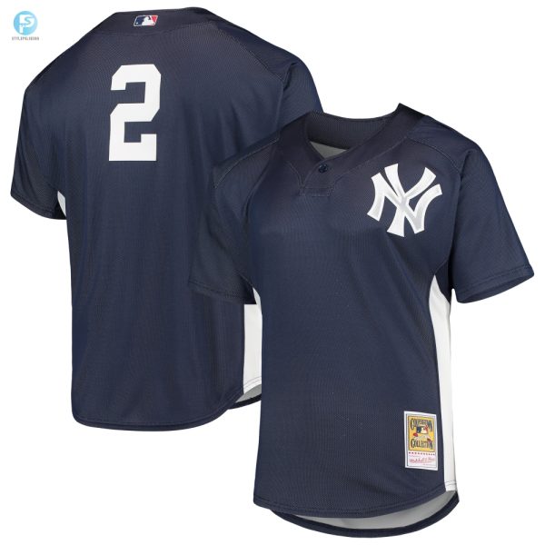 Derek Jeter New York Yankees Mitchell Ness Cooperstown Collection Mesh Batting Practice Jersey Navy Mlb stylepulseusa 1 3