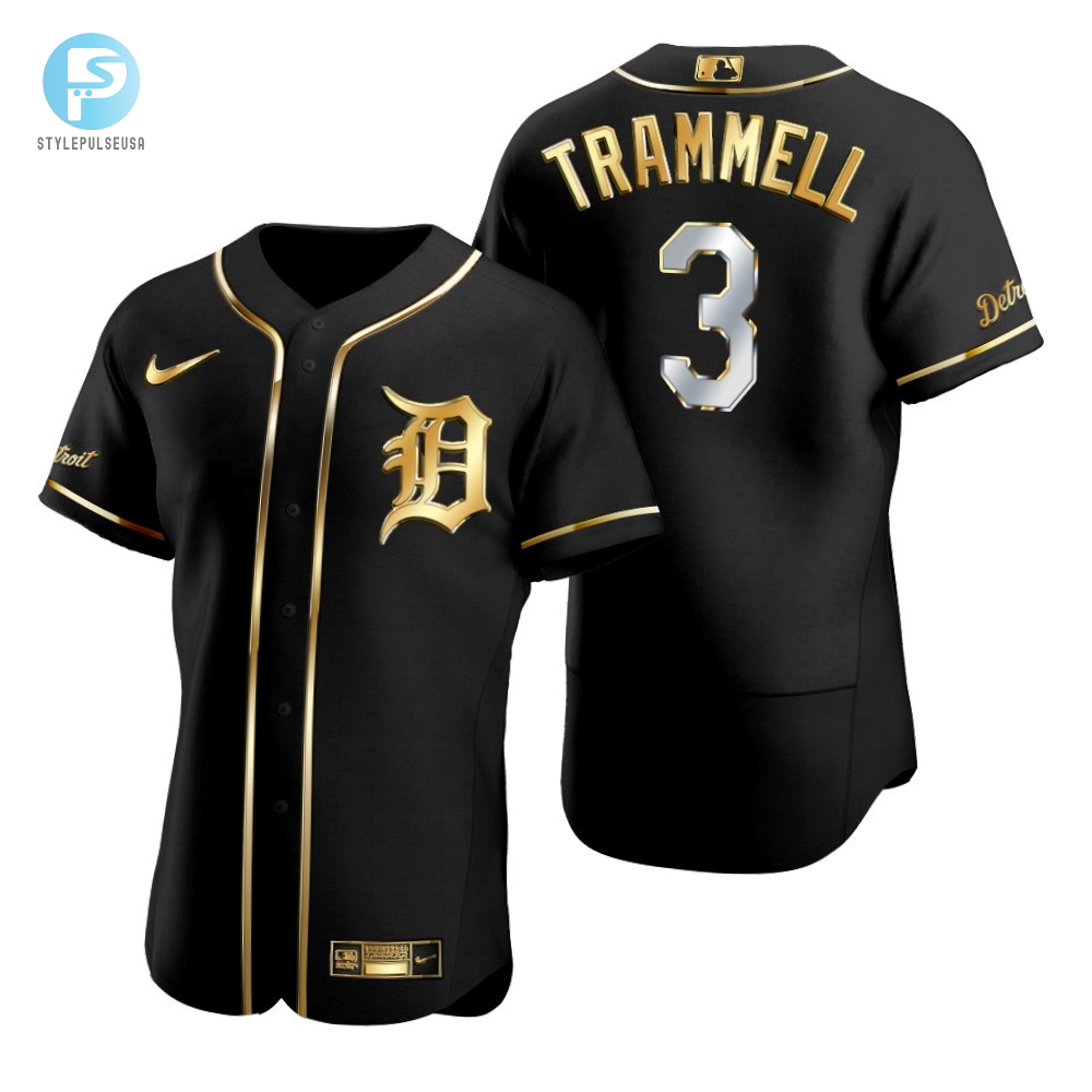 Detroit Tigers 3 Alan Trammell Mlb Golden Brandedition Black Jersey Gift For Tigers Fans 