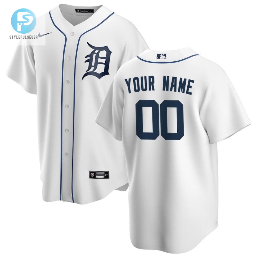 Detroit Tigers Home Custom Men Jersey  White 