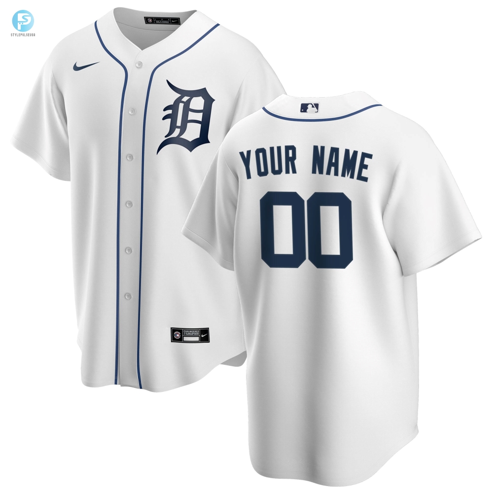 Detroit Tigers Home Replica Custom Jersey  White Custom Jerseys Mlb 