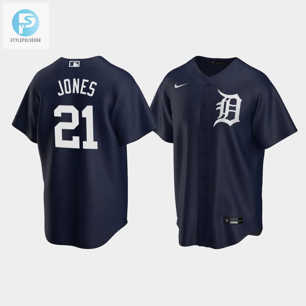 Detroit Tigers Jacoby Jones 21 Alternate Mens Jersey  Navy Jersey 