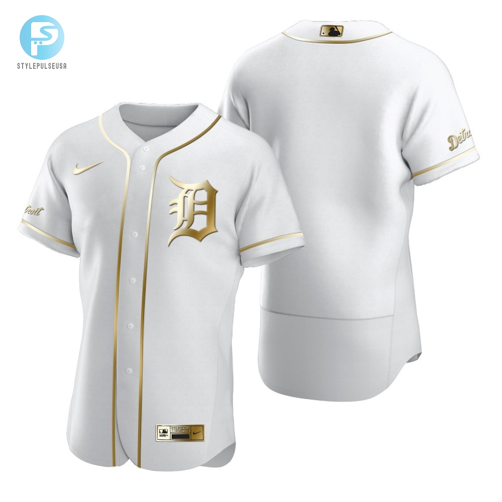 Detroit Tigers Mlb Golden Brandedition White Jersey Gift For Tigers Fans 