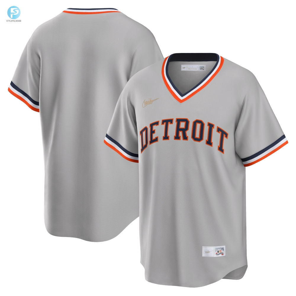 Detroit Tigers Road Cooperstown Collection Team Jersey  Gray Mlb 