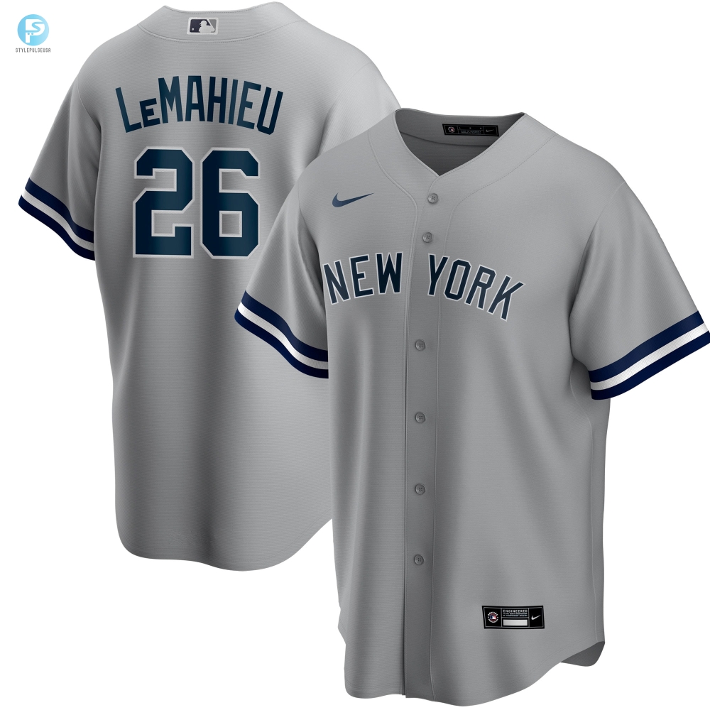 Dj Lemahieu New York Yankees Road Replica Player Jersey  Gray Mlb 