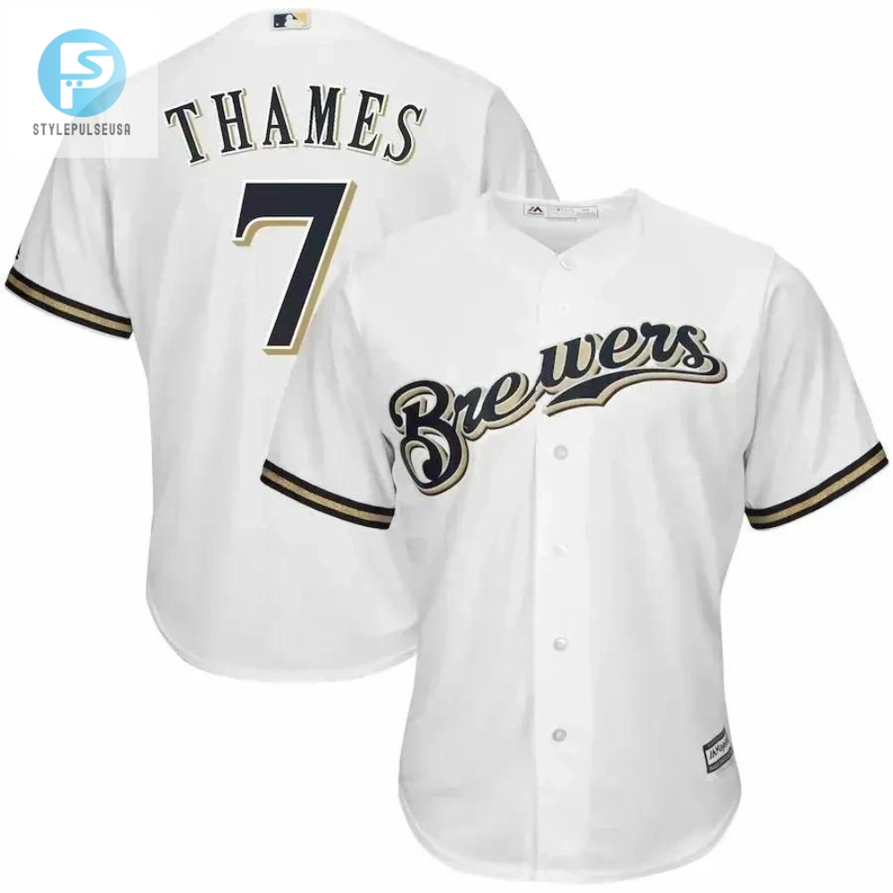 Eric Thames Milwaukee Brewers Cool Base Jersey  White 