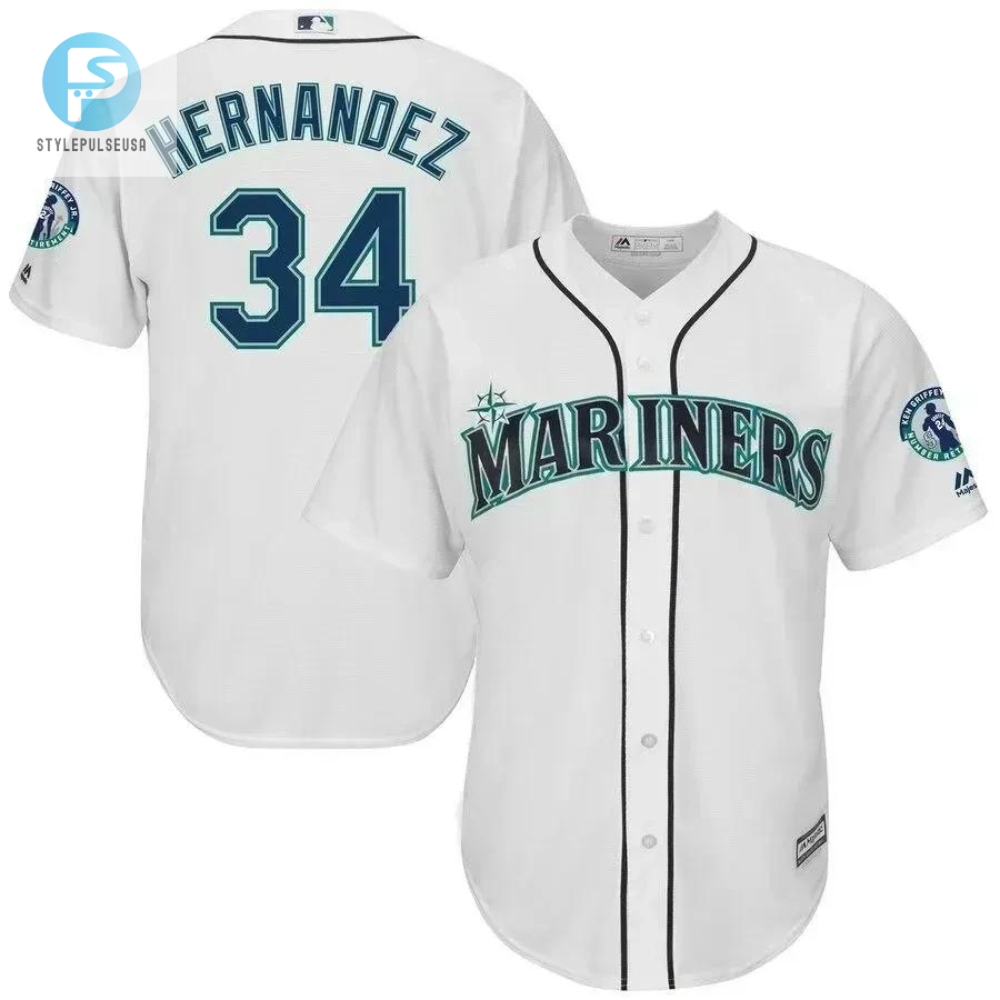 Felix Hernandez Seattle Mariners Griffey Retirement Day Patch Cool Base Player Jersey  White 