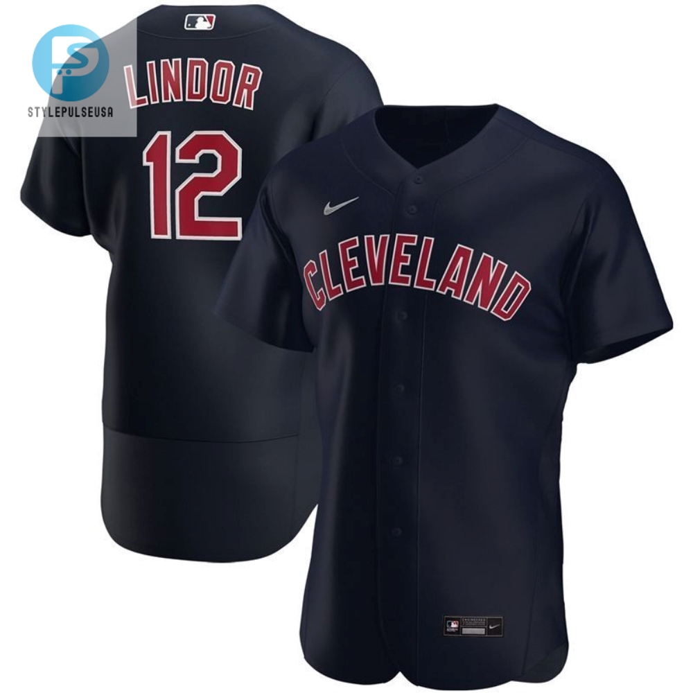 Francisco Lindor 12 2020 Mlb Cleveland Guardians Jersey  Dark Blue 