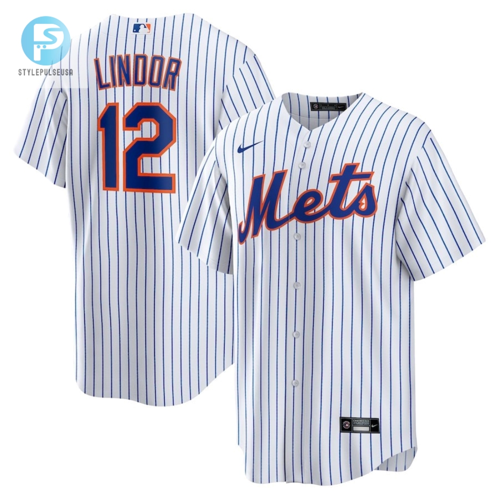 Francisco Lindor 12 New York Mets Home Player Men Jersey  White 