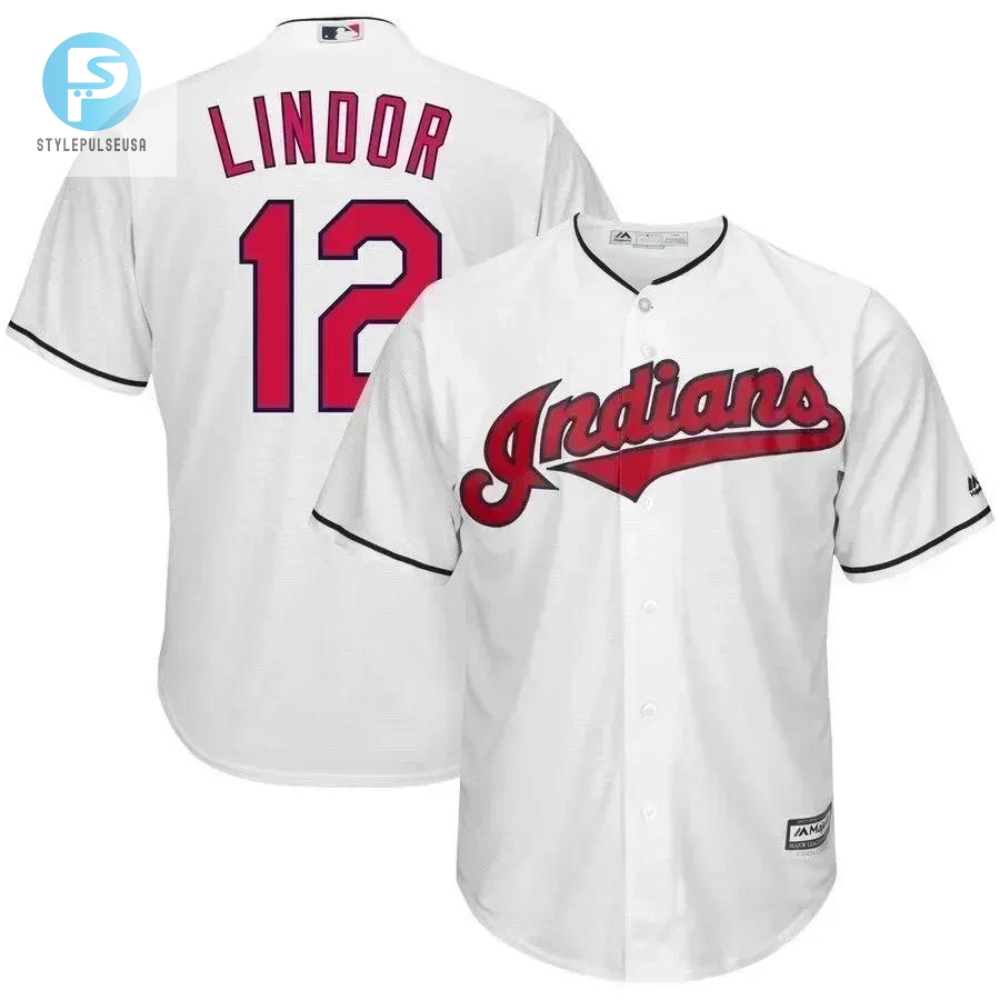 Francisco Lindor Cleveland Indians Home Big And Tall Cool Base Player Jersey  White 