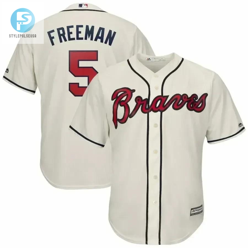 Freddie Freeman Jersey Atlanta Braves Official Cool Base Player Jersey  Cream 