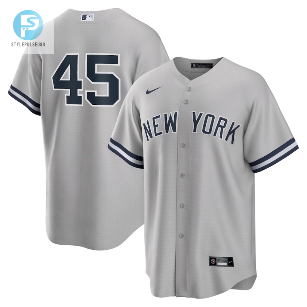 Gerrit Cole 45 New York Yankees Road Player Name Men Jersey  Gray 